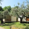 Bungalow tra ulivi e prati verdi.